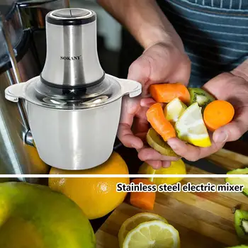 SOKANY 3L Elektrisk Køkken kødhakkemaskine Mad Chopper Shredder Cutter Slicer