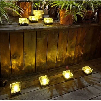 Sol Lamper Krystal Glas Ice Cube Lampe Sol Opladning Nat Belysning haveplante Dekoration Lys, Udendørs Belysning Hjem THB5068
