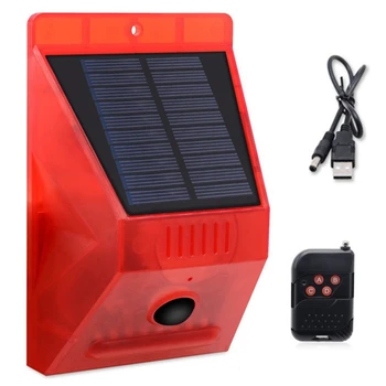Solar Alarm Lampe Fjernbetjening Sikkerhed Alarm Motion Sensor Alarm Sirene PIR bevægelsesføler Detektor til Hjemmet