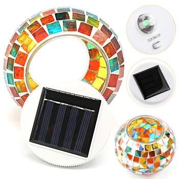 Solar Mosaik Glas Bolden Nat Lys 500mAh Vandtæt Rum Dekoration Atmosfære LED Nat Lamper Til Børn Gave Udendørs Indretning