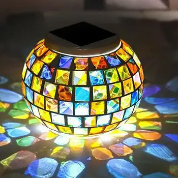 Solar Mosaik Glas Bolden Nat Lys 500mAh Vandtæt Rum Dekoration Atmosfære LED Nat Lamper Til Børn Gave Udendørs Indretning