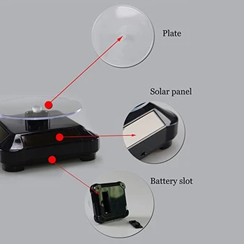 Solar Pladespiller Smykker Elektrisk Drejeskive Displayet Stå Mobiltelefon, Se Side Jade Briller Skuffe Sort