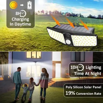 Solar Powered Motion Sensor Energibesparelser Spotlight væglampe Holdbar Sammenklappelig Roterbar PIR væglampe Udendørs Haven