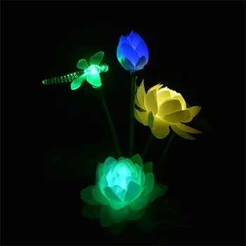 Solar PowerLotus Blomst Lys Lotus sommerfugl, guldsmed, hummingbird Udendørs Have Græsplæne Lys sensor Landskab Lampe