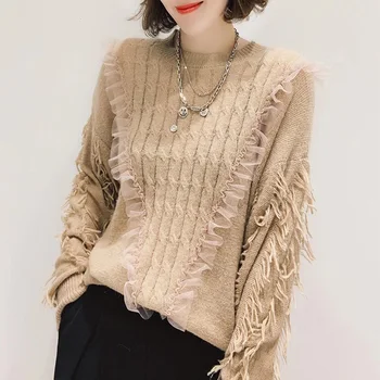Solid Farve og Sort Kvindelige Efteråret Tøj koreanske Trøjer Til Kvinder Pulovers 2020 Vinter Sweater, Tøj langærmet Top D0581