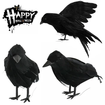 Solid Farve Ugle Halloween Kunstige Krage Black Bird Raven Prop Skræmmende Dekoration til Fest Arrangement DIY Dekorationer