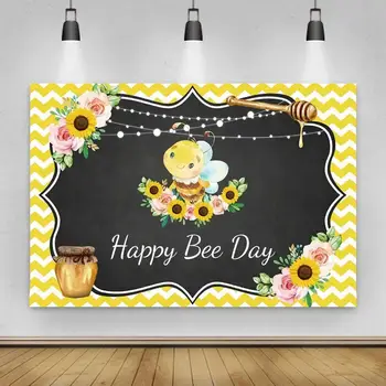 Solsikke Honning Fødselsdag Baggrund For Pige 1st Fødselsdag Bee Baggrunde Personlig Fødselsdag Dekoration Bannner Plakat