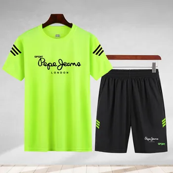 Sommer bomuld top-kortærmet T-shirt + shorts to-stykke T-shirt Harajuku mænds streetwear O-neck T-shirt sports trop