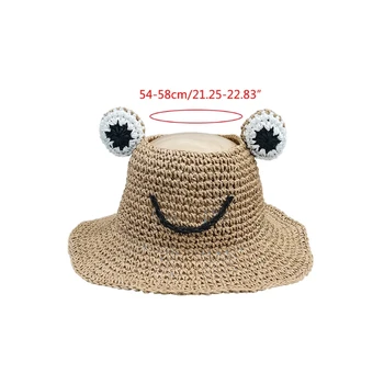 Sommer Hat til Beskyttelse af Solen, Justerbar Halm Tom Top Hat Bred Skygget Visir Vævet Hætte til Drenge, Piger Offentlig Strand