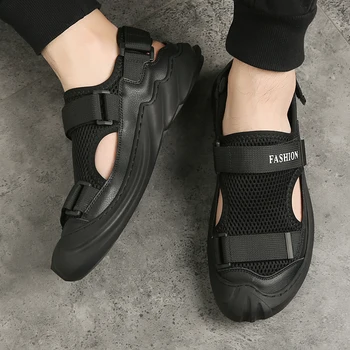 Sommer sandaler mænd ny daglig casual mænds sko flad hæl hule åndbar sandaler udendørs vade mænds sko, størrelser 38-44