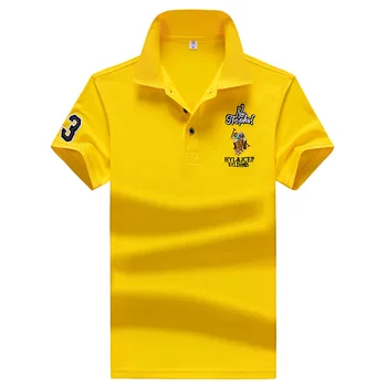 Sommer-Shirt til Mænd Polo-Shirt i Polyester Mænds kortærmet Broderi Slim Fit Polo Tee Shirt, Toppe Mænd Tøj Mandlige Brand Shirts
