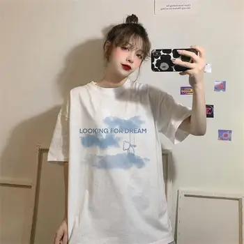 Sommer Tee Women ' s koreanske 2021 Nye Løs oversize T-shirt kvinder Mode Udskrivning O-Hals Studerende Kort-Langærmet T-Shirt Top