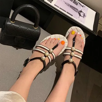 Sommeren 2021 nye fladskærms pearl fe mode åben tå Rom kvinder sko til kvinder sandaler