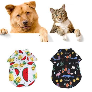 Sommeren Korte Ærmer Pet Tøj Tegnefilm Udskrive Små Hunde Pet Tøj Komfortable Katte T-Shirt V-Neck Hund Tøj