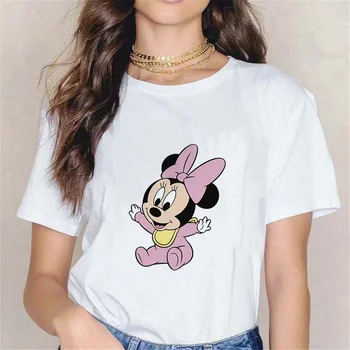 Sommeren Kvindelige Harajuku Casual Piger Toppe Tee Cool Baby Mickey Mouse Grafisk Trykt T-shirt Kvinder Fashion Kort Ærme t-shirts