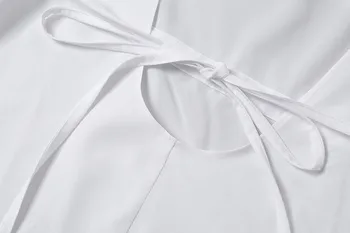 Sommeren Kvinder Sød Casaul Strand Kjole Damer Solid White Tie Op Backless Korte Ærmer Flæsekanter A-line Mini Sundress Ferie 2021