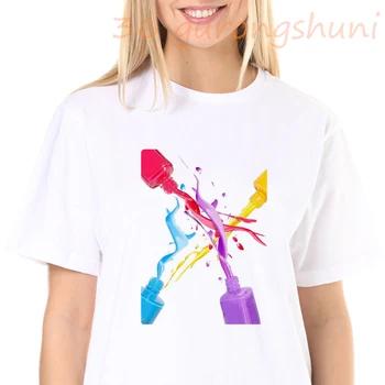 Sommeren Kvinder T Womens Grafisk 3D Finger Nail Paint Color Mode Sød Printet Top Tshirt Kvindelige t-Shirt Damer Tøj, T-shirt
