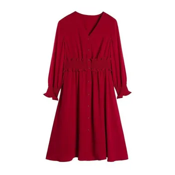 Sommeren Kvinders Retro Lang Elegant Sort Rød Vintage Maxi Boho Kontor Kjole Plus Size Kvinder Tøj Korea Casual Kjoler Damer