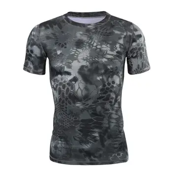 Sommeren Mænd kortærmet Solid Farve Python Slange Print Quick Dry T-shirt Top