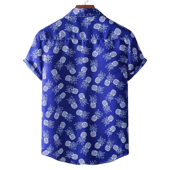 Sommeren Mænds Polyester T-Shirt Kort Ærme Blomster Trykt Løs Hawaiian Beach Shirts Afslappet Mænd kortærmet Bluse Toppe