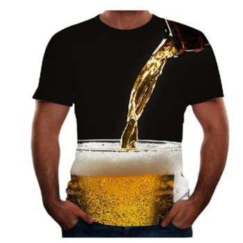 Sommeren Mænds T-shirt T-shirt Øl Mænds kortærmet Nyhed Vandig O-Hals Top T-shirt Sjove 3D-Print-T-shirt fornite Chunky