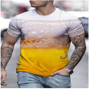 Sommeren Mænds T-shirt T-shirt Øl Mænds kortærmet Nyhed Vandig O-Hals Top T-shirt Sjove 3D-Print-T-shirt fornite Chunky
