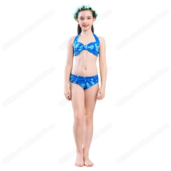 Sommeren Nye Stil Piger Blå Boble Split Havfrue Hale Badedragt Til Stranden Solbadning Bikini Badetøj Til Børn, Der Svømmer Party