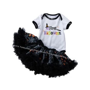 Sommeren nyfødte Spædbarn Tøj Baby Pige Halloween Udstyr til Pige, Korte Ærmer Sparkedragt + Blonder Kort nederdel 2stk Nye Stil