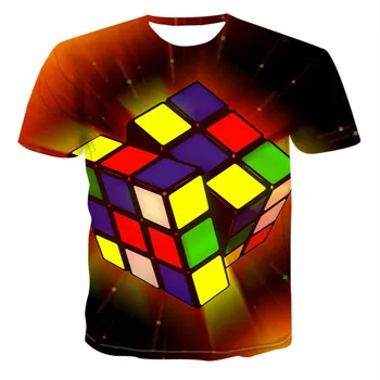Sommeren Pechincha Bekæmpe Mænds og Kvinders Rund Hals kortærmet T-shirt Rubik ' s Cube 3D-Print Casual Top i Fuld Størrelse 100-6XL