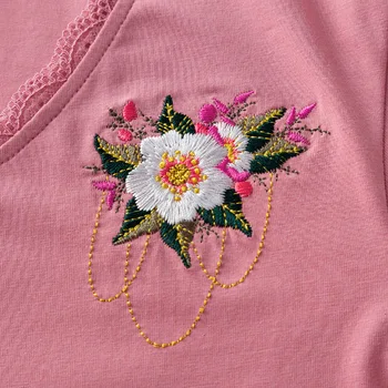 Sommeren Rund Hals Løs Montering kortærmet Pullover koreanske Lace Pink V-hals Bomuld Trykt T-shirt dametøj