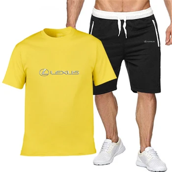 Sommeren trykt LEXUS bil LOGO mænds bomuld, rund hals korte ærmer + lynlås shorts sport og fritid to-piece suit mænd K4