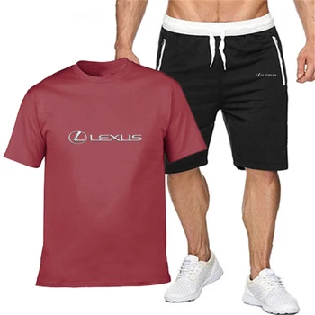 Sommeren trykt LEXUS bil LOGO mænds bomuld, rund hals korte ærmer + lynlås shorts sport og fritid to-piece suit mænd K4