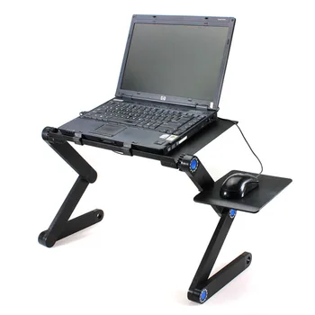 Soporte plegable de escritorio para ordenador portatil, bandeja de escritorio de 360 grados justerbar de aluminio duradero con