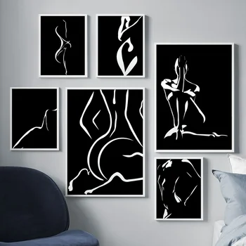 Sort Hvid Sexet Kvinde, Organ Kunst, Moderne Kunst På Væggene Lærred Maleri Nordiske Plakater Og Prints Til Stue Indretning Væg Billeder
