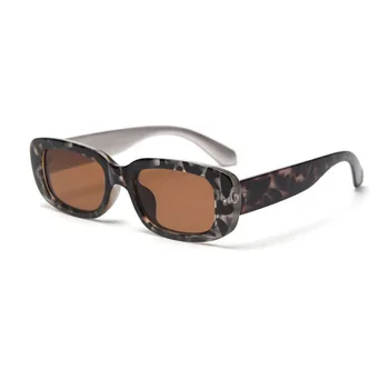 Sort Lille Rektangel Solbriller Kvinder 2021 Mode Vintage Leopard solbriller Kvindelige Dame Brille UV400 Oculos De Sol