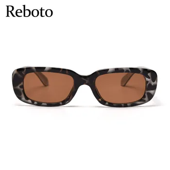 Sort Lille Rektangel Solbriller Kvinder 2021 Mode Vintage Leopard solbriller Kvindelige Dame Brille UV400 Oculos De Sol