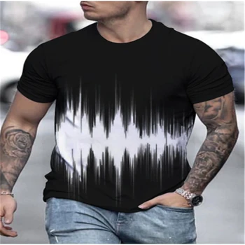 Sort og hvid 3D-print kortærmet T-shirt 2021 nye T-shirt, toppe, Mode mænds afslappet toppe 3D tegning
