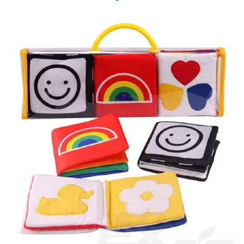 Sort Og Hvid Baby Blød Klud Book Børn Spædbarn Første Farverige Pædagogisk Legetøj Til Børn Stimulere Vision Pack Af 3 Gave