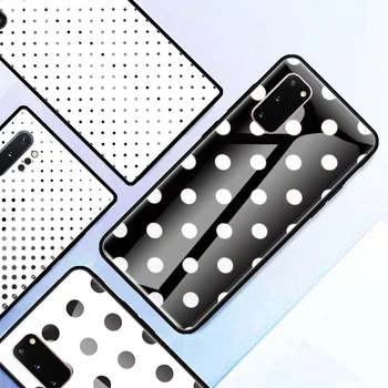 Sort og Hvid Polka Dot Glas Phone Case for Samsung Galaxy S21 S20 FE S10 Note 10 20 Ultra 5G 9 S9 Plus S10e Dække Capa