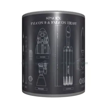 Spacex : Falcon 9 & Falcon Heavy ( Blackboard ) Keramisk Krus Og Kopper Mælk, Te, Krus Raketter Raket Motor Tung Efterforskning
