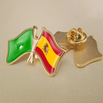 Spanien og Afrikanske Union Krydset Dobbelt Venskab Flag Pins Broche Badges