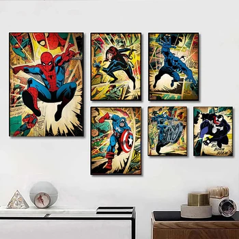 Spiderman Superhelt Tegneserie Lærred Maleri Marvel Avengers Plakat, Plakater og Prints Væg Kunst, Billeder, for boligmontering