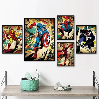 Spiderman Superhelt Tegneserie Lærred Maleri Marvel Avengers Plakat, Plakater og Prints Væg Kunst, Billeder, for boligmontering