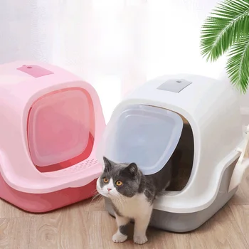 Splash-proof Kat Toilet kattebakken Helt Lukket Opgraderet Kat Øre Klap Type
