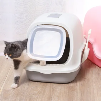 Splash-proof Kat Toilet kattebakken Helt Lukket Opgraderet Kat Øre Klap Type