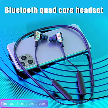 Sport Bluetooth Hovedtelefoner Nye Dual Bevægelige Ring Fire Centrale Højttaler Bas I Øre, Hals-monteret Vandtæt Bluetooth-Headset