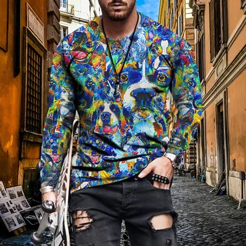 Spring Nye 3D-Print Dyre Totem Mænds Sweatshirt Mode Afslappet Sports Top med Lange Ærmer T-shirt Harajuku Hip Hop Streetwear