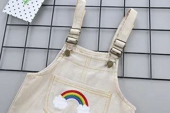 Spædbarn Baby Piger, Tøj til Børn 1-4 År Drenge Sommer Sæt 2 STK Bib Passer Barn Stribet kortærmet Kjole Rainbow