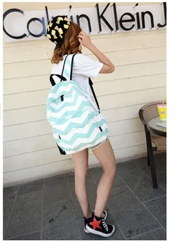 Stacy taske hot salg kvinder kanvas rygsæk pige stribet udskrivning rygsæk dame afslappet rejse rygsæk studerende skoletasker