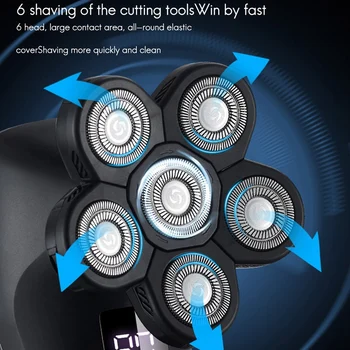 Stil 6 i 1 Genopladeligt Elektrisk Shaver Seks Flydende Hoveder Skaldede Hoved til Barbermaskine Grooming Kit Shaver til Mænd
